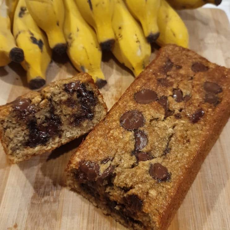 Bolo de banana, castanhas, canela e passas (banana bread) - 140g